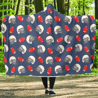 American Football Helmet Design Pattern Hooded Blanket-JTAMIGO.COM