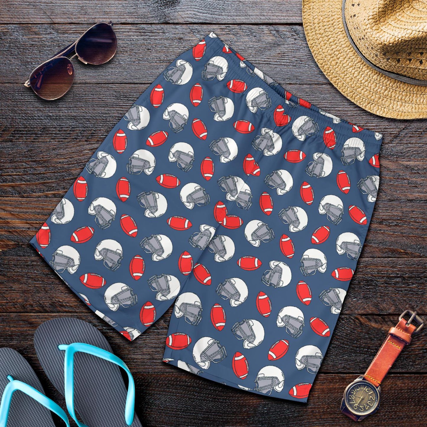 American Football Helmet Design Pattern Mens Shorts-JTAMIGO.COM