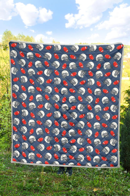 American Football Helmet Design Pattern Premium Quilt-JTAMIGO.COM