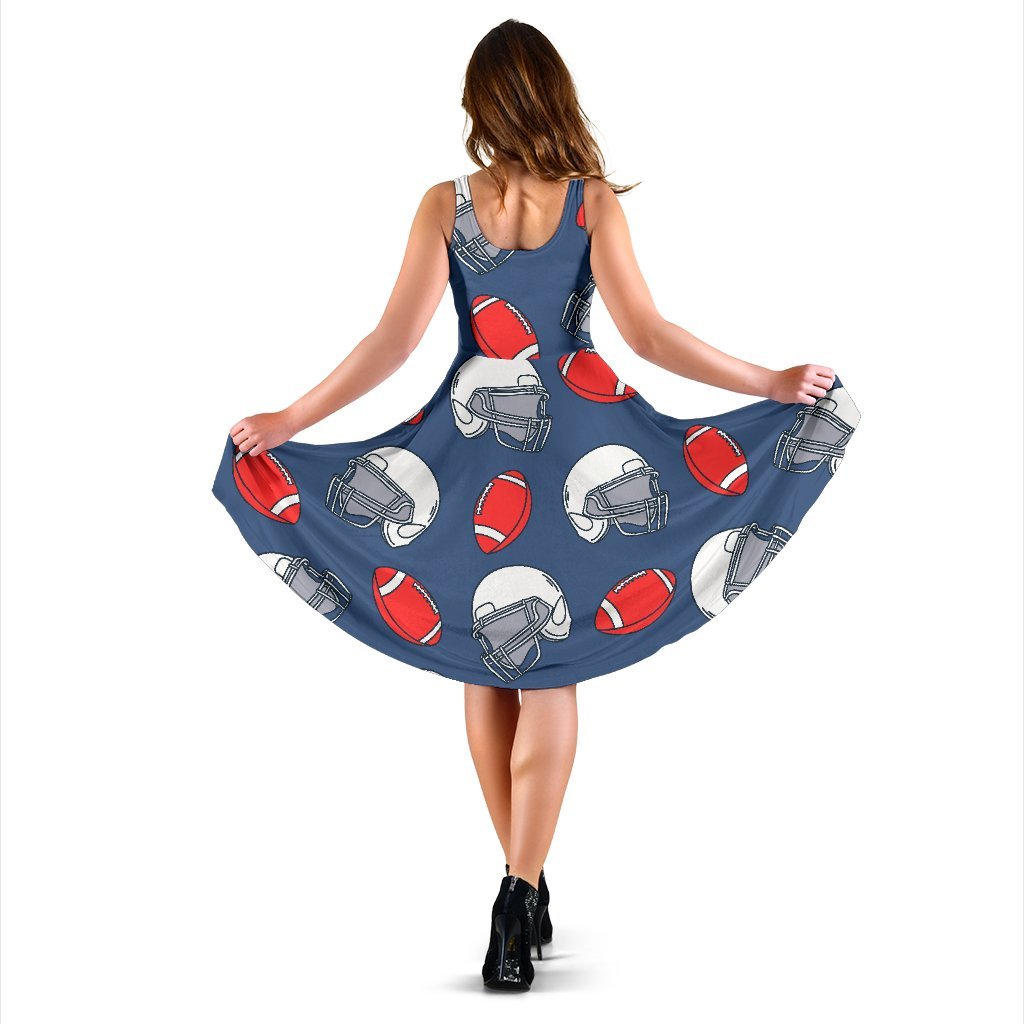 American Football Helmet Design Pattern Sleeveless Dress