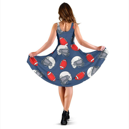 American Football Helmet Design Pattern Sleeveless Dress