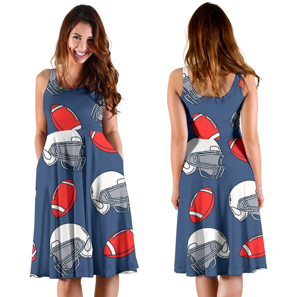 American Football Helmet Design Pattern Sleeveless Dress