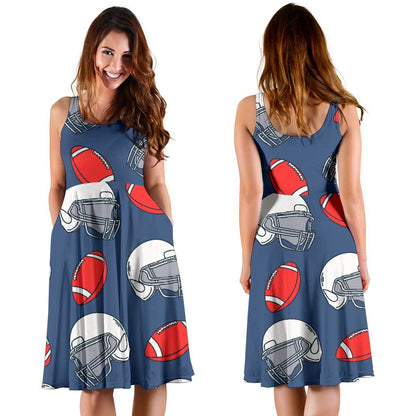 American Football Helmet Design Pattern Sleeveless Dress