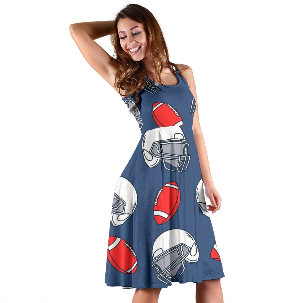 American Football Helmet Design Pattern Sleeveless Dress