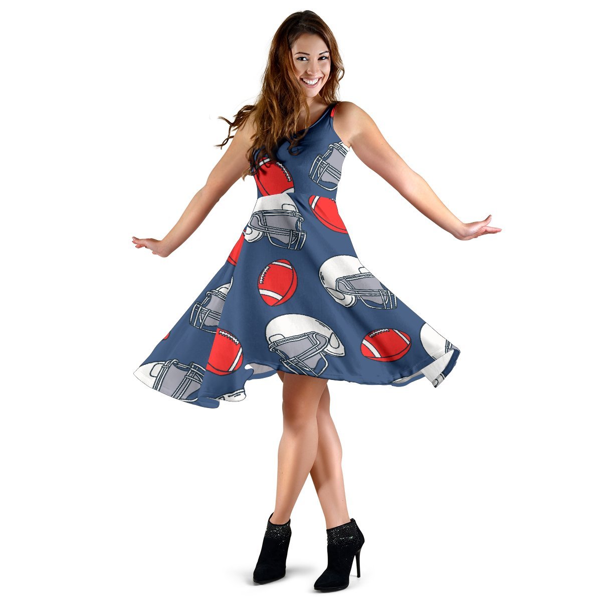 American Football Helmet Design Pattern Sleeveless Dress