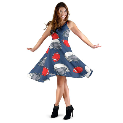 American Football Helmet Design Pattern Sleeveless Dress