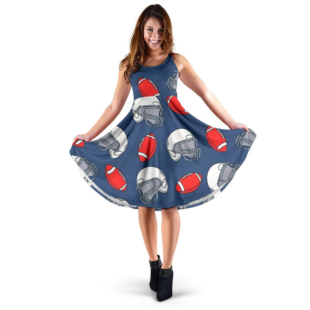 American Football Helmet Design Pattern Sleeveless Dress