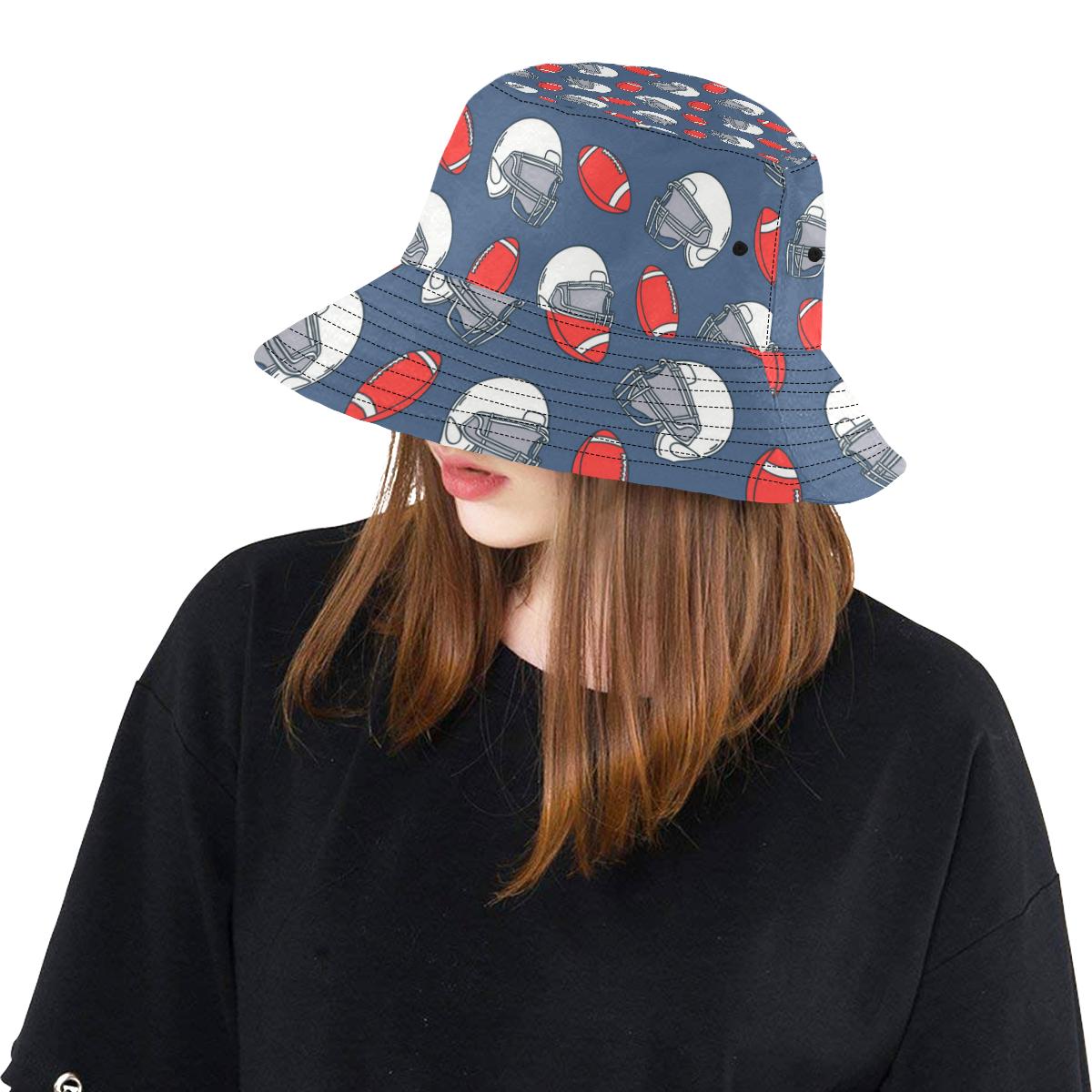 American Football Helmet Design Pattern Unisex Bucket Hat
