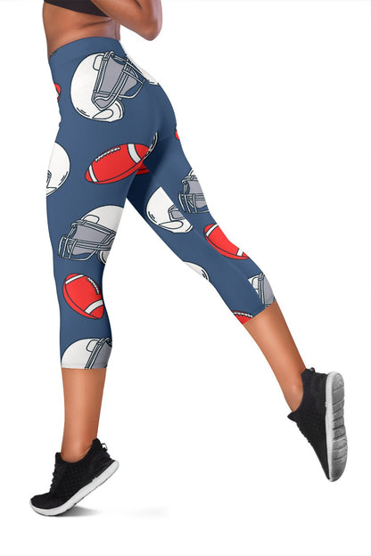 American Football Helmet Design Pattern Women Capris