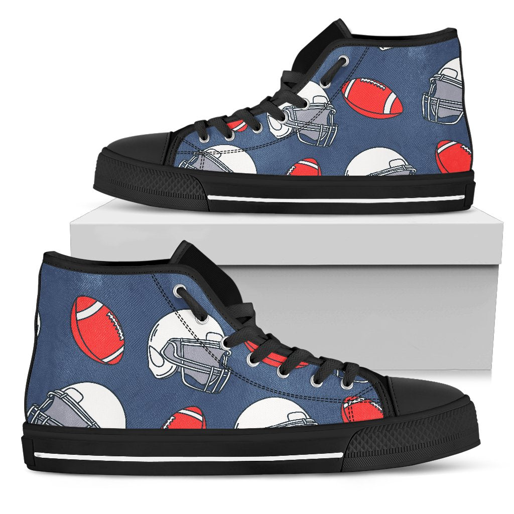 American Football Helmet Design Pattern Women High Top Shoes