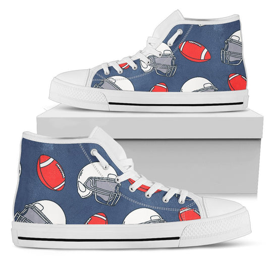 American Football Helmet Design Pattern Women High Top Shoes
