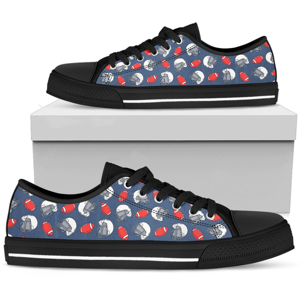 American Football Helmet Design Pattern Women Low Top Shoes