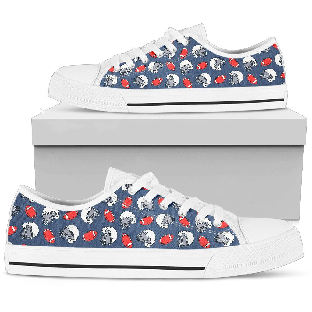 American Football Helmet Design Pattern Women Low Top Shoes