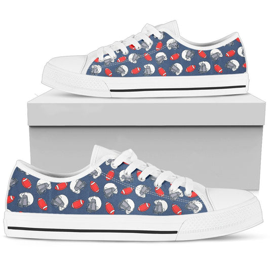 American Football Helmet Design Pattern Women Low Top Shoes