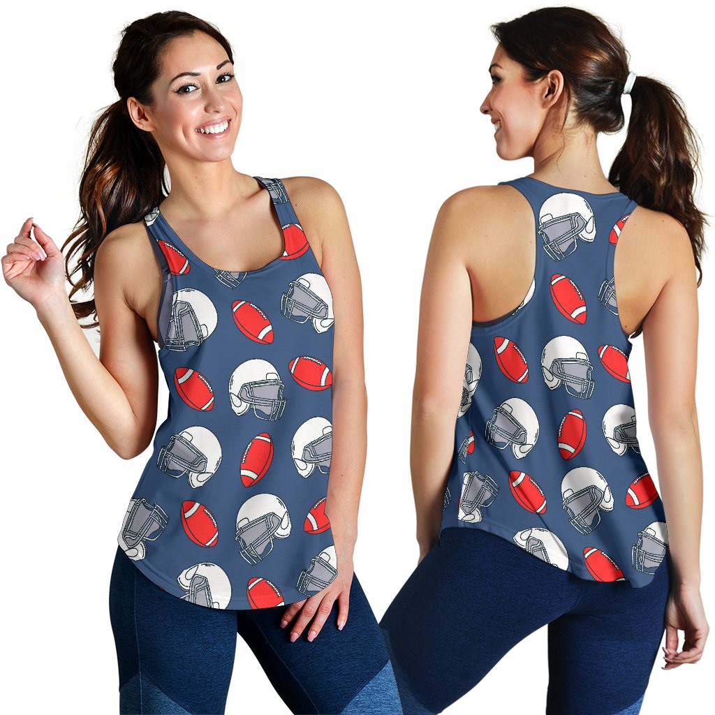 American Football Helmet Design Pattern Women Racerback Tank Top