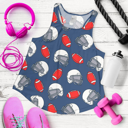 American Football Helmet Design Pattern Women Racerback Tank Top