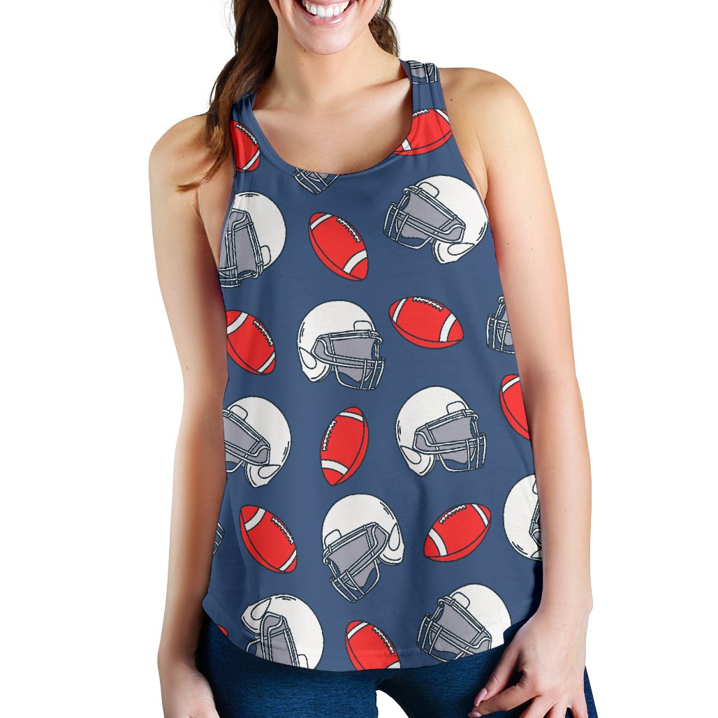 American Football Helmet Design Pattern Women Racerback Tank Top