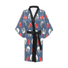 American Football Helmet Design Pattern Women Short Kimono Robe