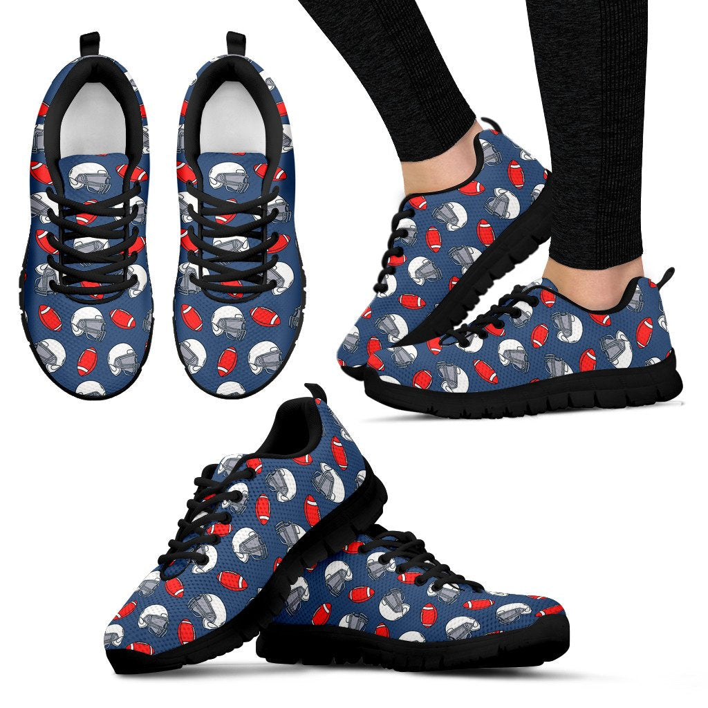 American Football Helmet Design Pattern Women Sneakers Shoes