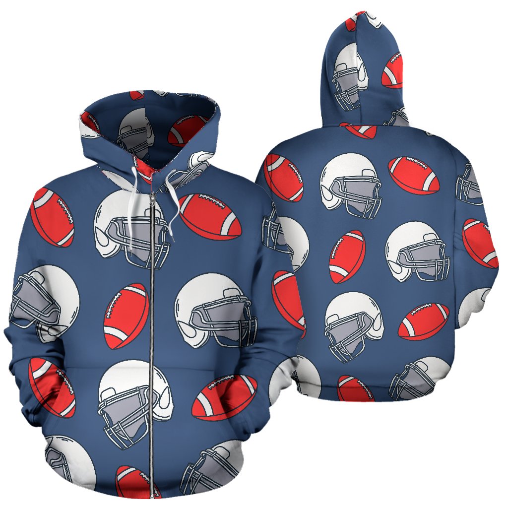 American Football Helmet Design Pattern Zip Up Hoodie