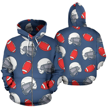 American Football Helmet Design Pattern Zip Up Hoodie