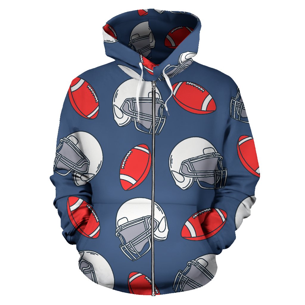 American Football Helmet Design Pattern Zip Up Hoodie