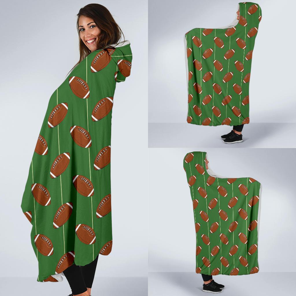 American Football on Field Themed Hooded Blanket-JTAMIGO.COM