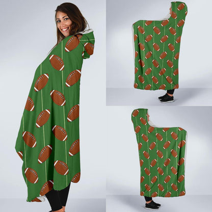 American Football on Field Themed Hooded Blanket-JTAMIGO.COM