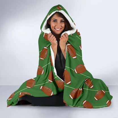 American Football on Field Themed Hooded Blanket-JTAMIGO.COM