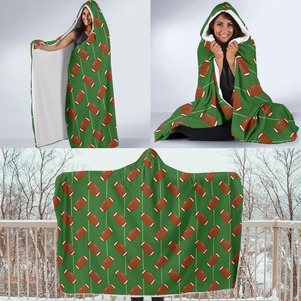 American Football on Field Themed Hooded Blanket-JTAMIGO.COM