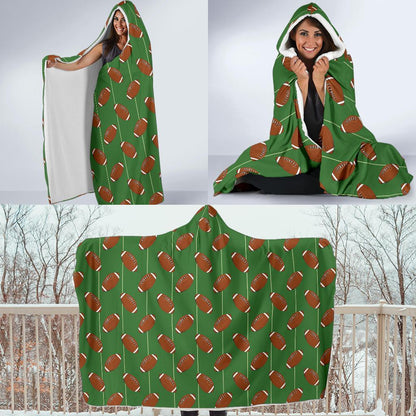 American Football on Field Themed Hooded Blanket-JTAMIGO.COM