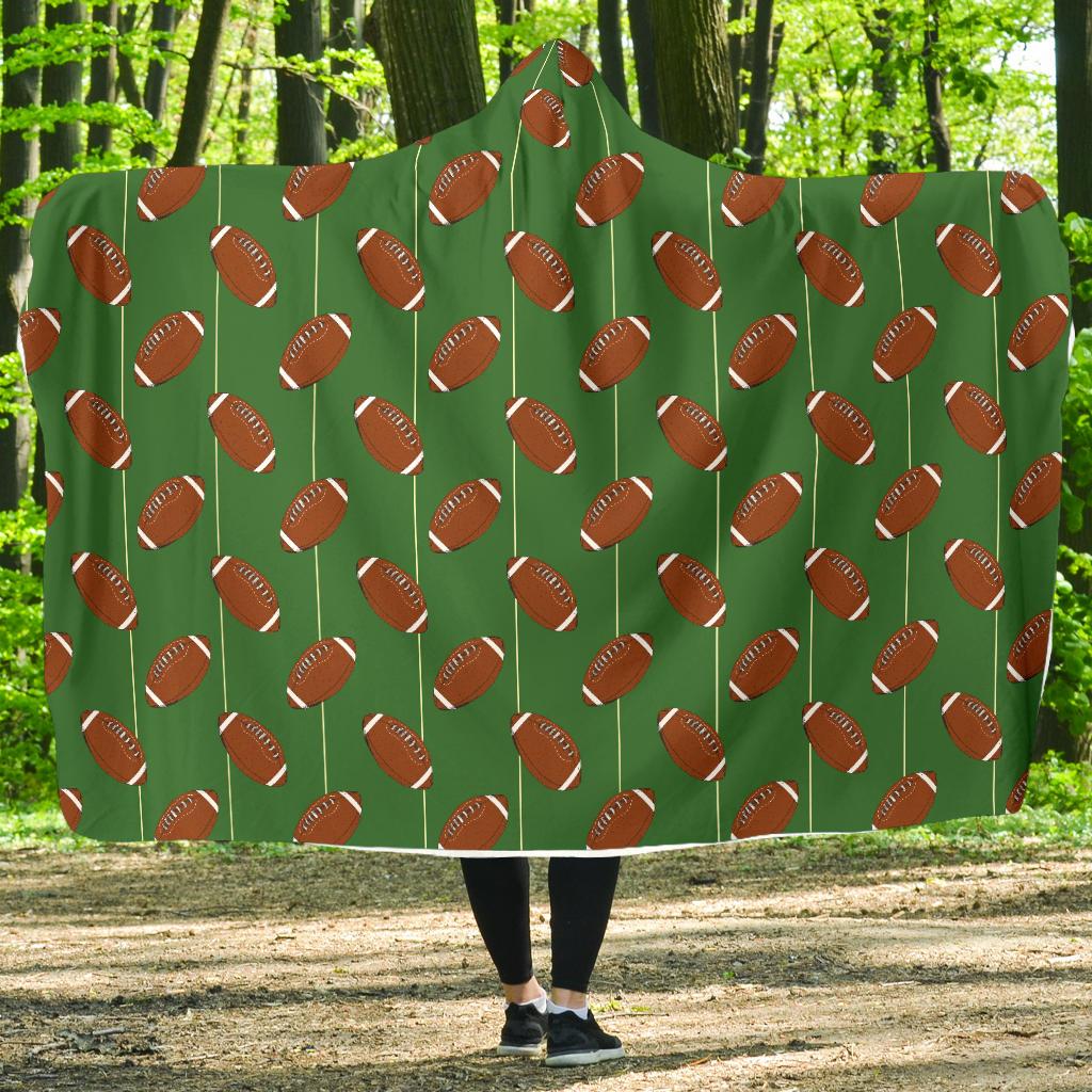 American Football on Field Themed Hooded Blanket-JTAMIGO.COM
