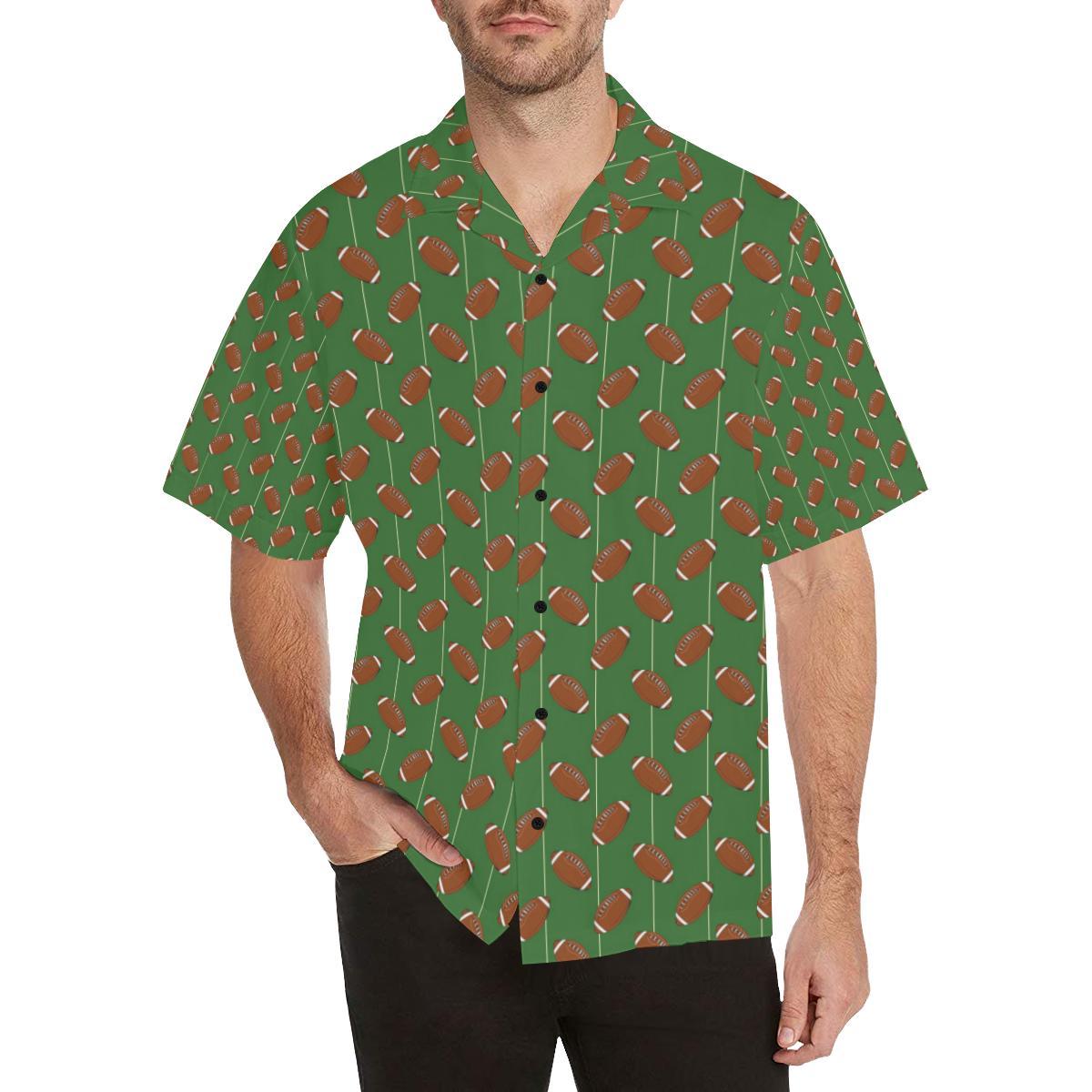 American Football on Field Themed Men Aloha Hawaiian Shirt