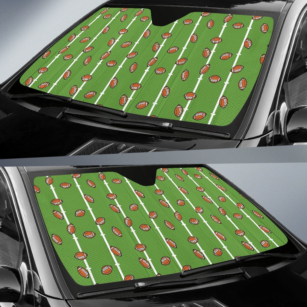 American Football on Field Themed Print Car Sun Shade For Windshield