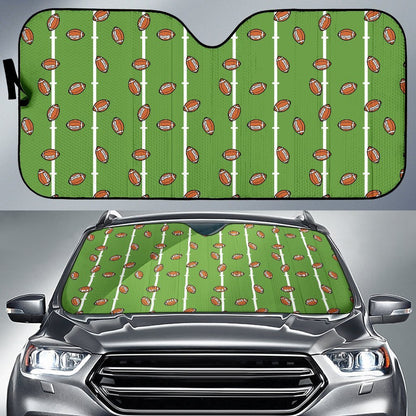 American Football on Field Themed Print Car Sun Shade For Windshield