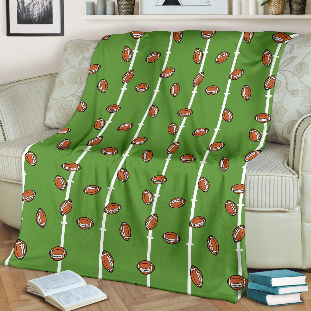 American Football On Field Themed Print Fleece Blanket