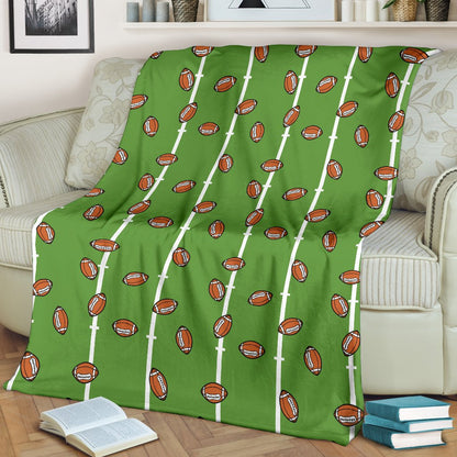 American Football On Field Themed Print Fleece Blanket
