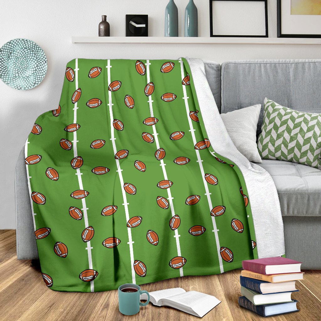 American Football On Field Themed Print Fleece Blanket