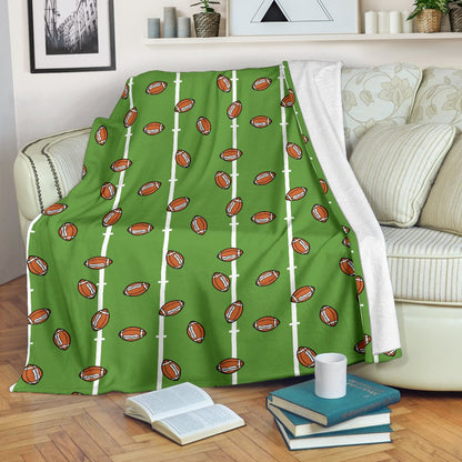 American Football On Field Themed Print Fleece Blanket