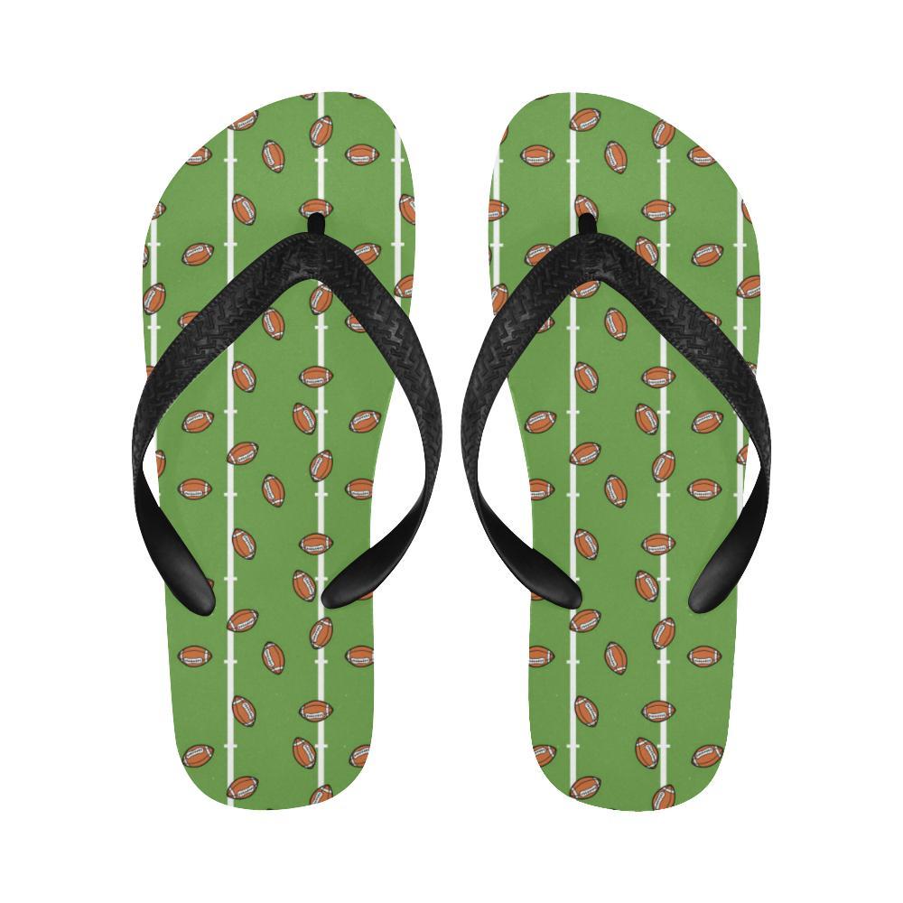 American Football on Field Themed Print Flip Flops-JTAMIGO.COM