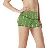 American Football on Field Themed Print High Waisted Spandex Shorts-JTAMIGO.COM