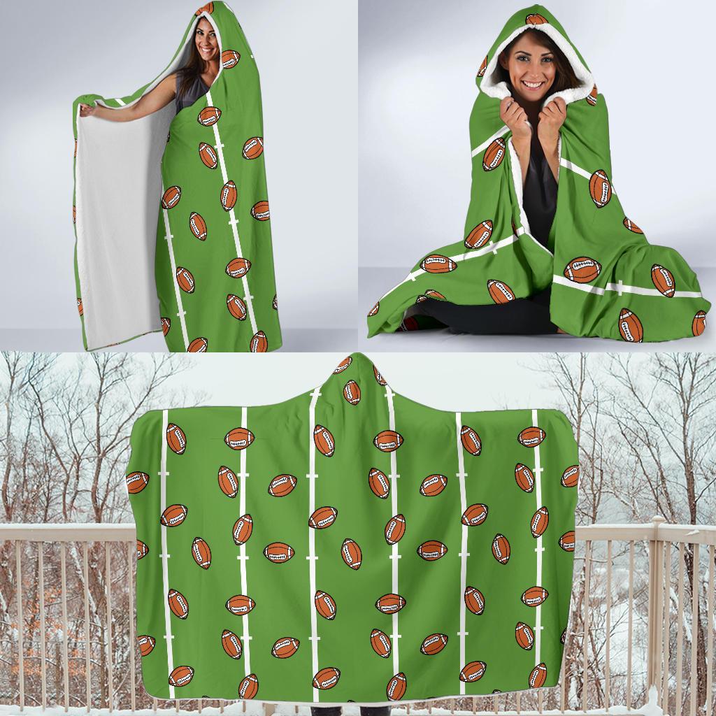 American Football on Field Themed Print Hooded Blanket-JTAMIGO.COM
