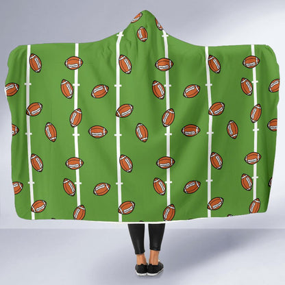 American Football on Field Themed Print Hooded Blanket-JTAMIGO.COM