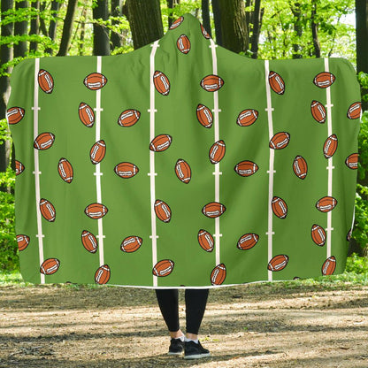 American Football on Field Themed Print Hooded Blanket-JTAMIGO.COM