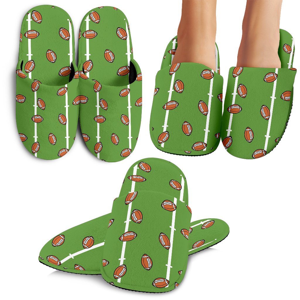 American Football on Field Themed Print House Slippers