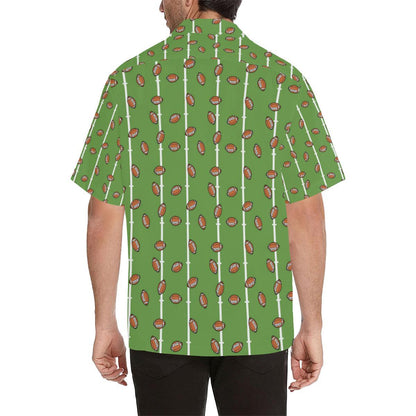 American Football on Field Themed Print Men Aloha Hawaiian Shirt