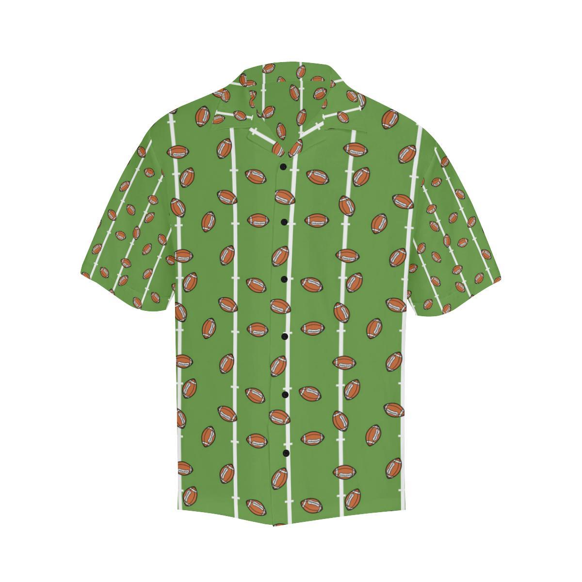 American Football on Field Themed Print Men Aloha Hawaiian Shirt