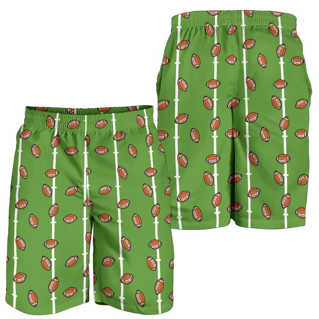 American Football on Field Themed Print Mens Shorts-JTAMIGO.COM