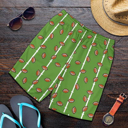American Football on Field Themed Print Mens Shorts-JTAMIGO.COM