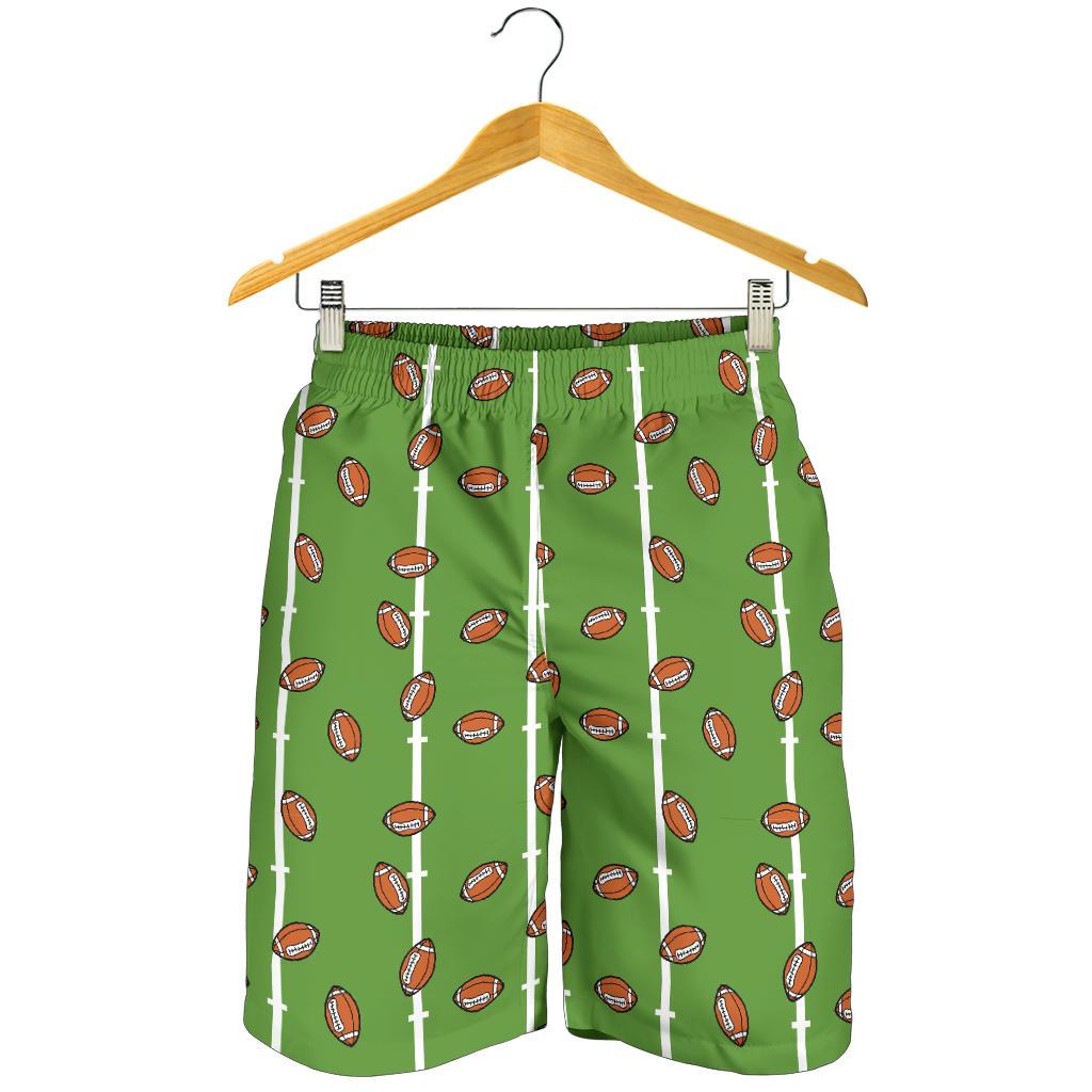 American Football on Field Themed Print Mens Shorts-JTAMIGO.COM